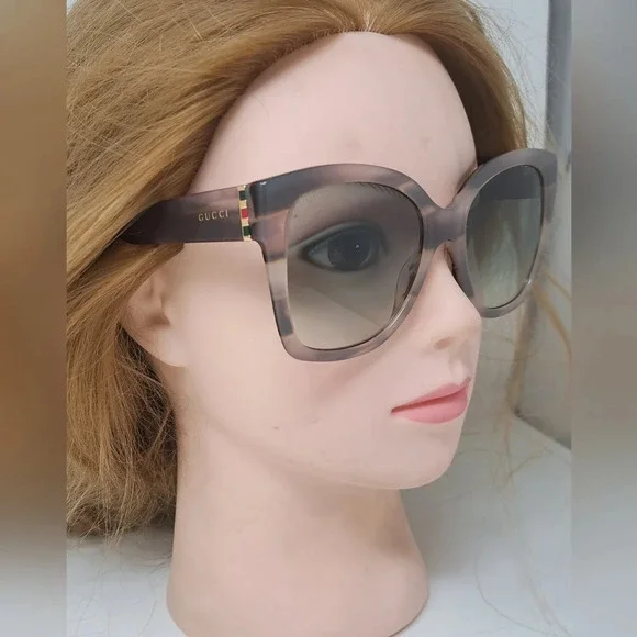 NWT Gucci Women's Sunglasses Marble Gray Square Full Rim GG0459S 005 54-19-145 - Picture 6 of 16